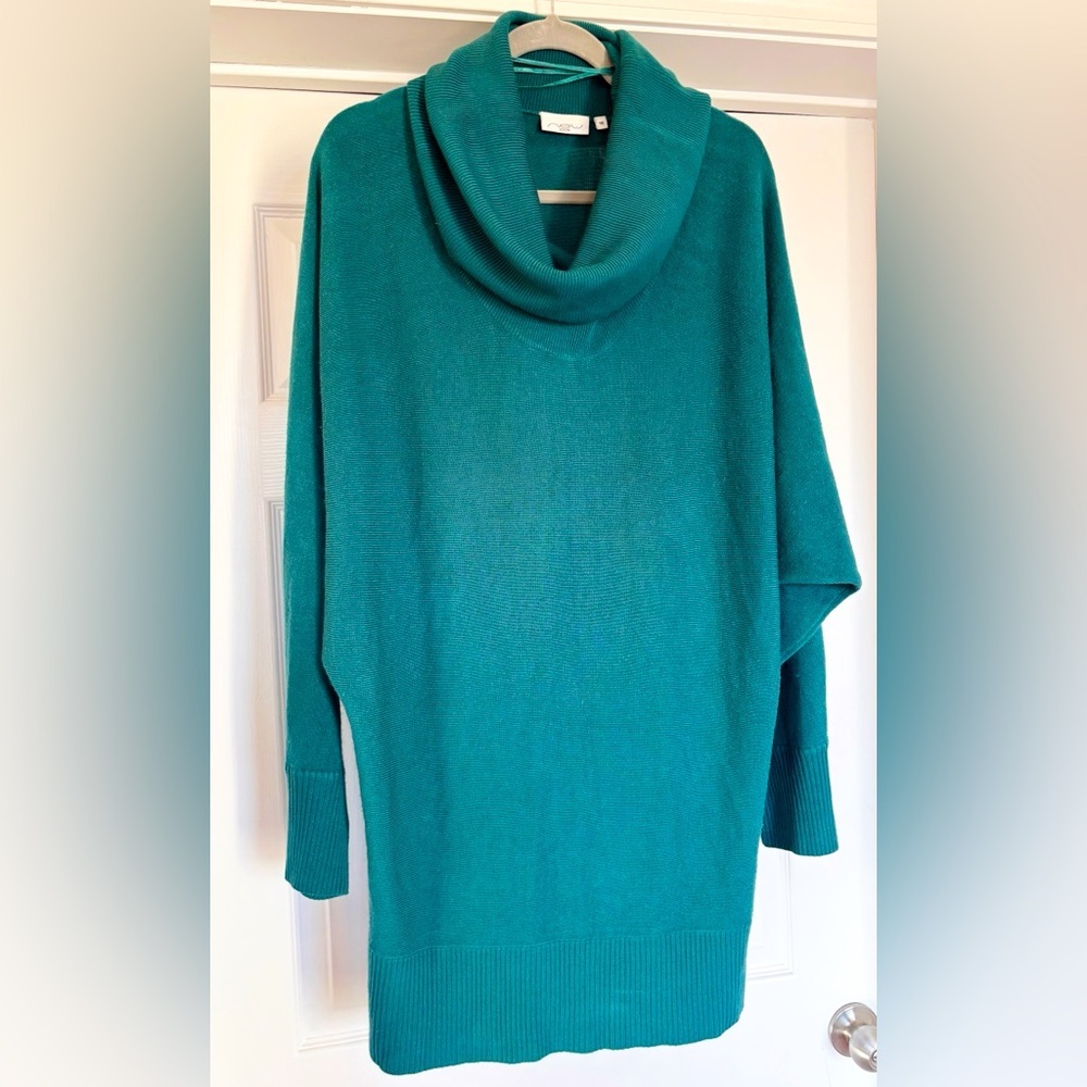 EUC New Look Teal Cowl Neck Long Sweater in Size 12